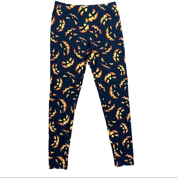 No Boundaries Halloween Pumpkin Jack-o’-lantern Size Small Leggings Stretch EUC - Picture 2 of 7